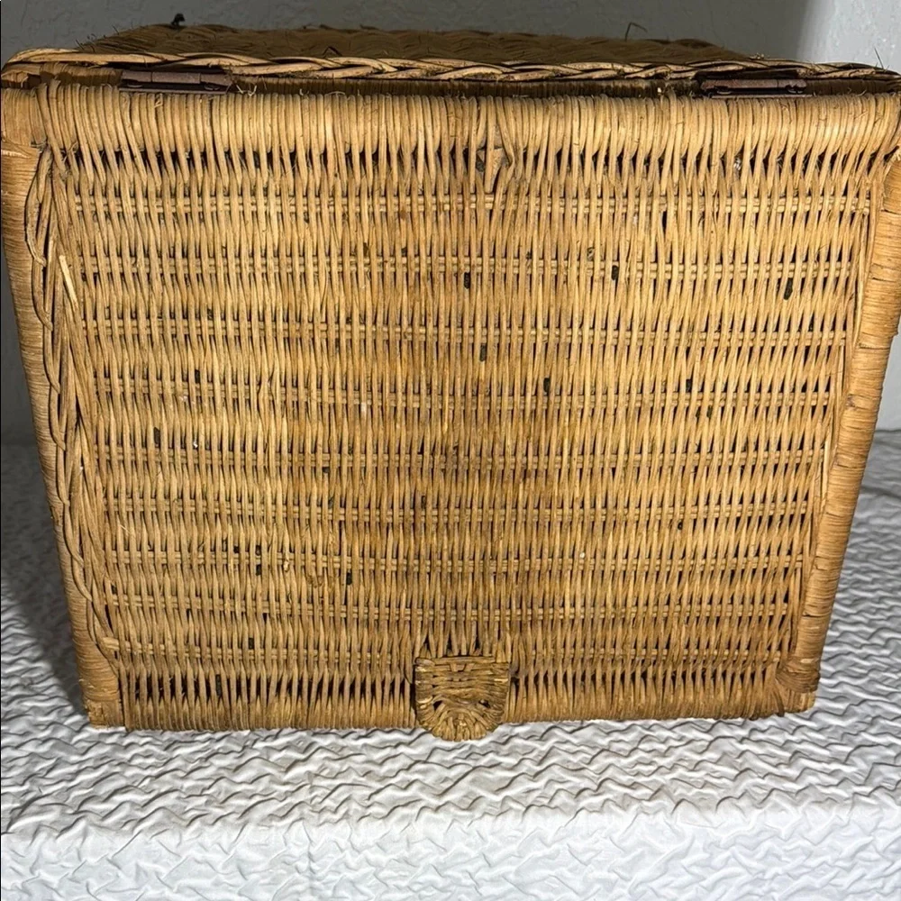 Two Adorable Vintage Elephant Design Wicker Storage Trunks/Baskets - Brown